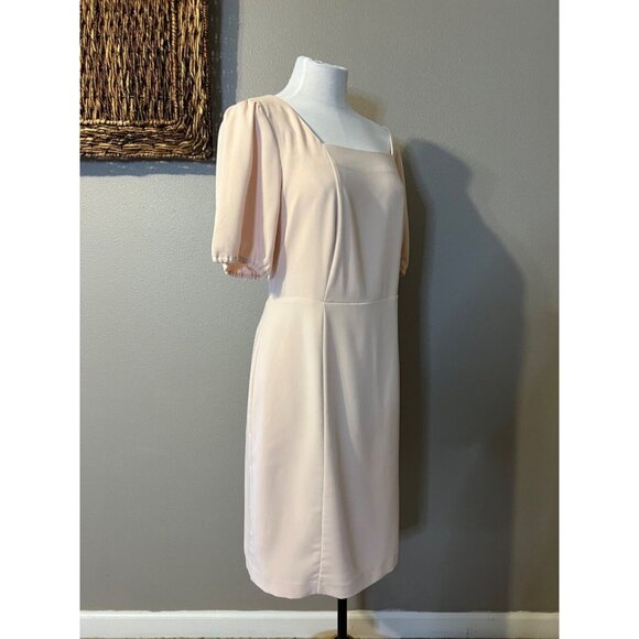 Ann Taylor Dress 14 Blush Pink Short Sleeve Stretch Career Church NWT Washable - Picture 4 of 9